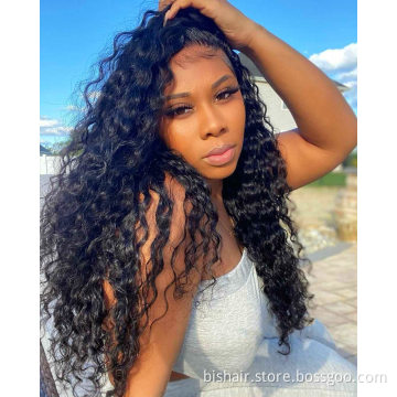Water wave lace front wig 150% density 4x4 closed wig Brazilian water curly wet wave wig black women natural color 18 inches